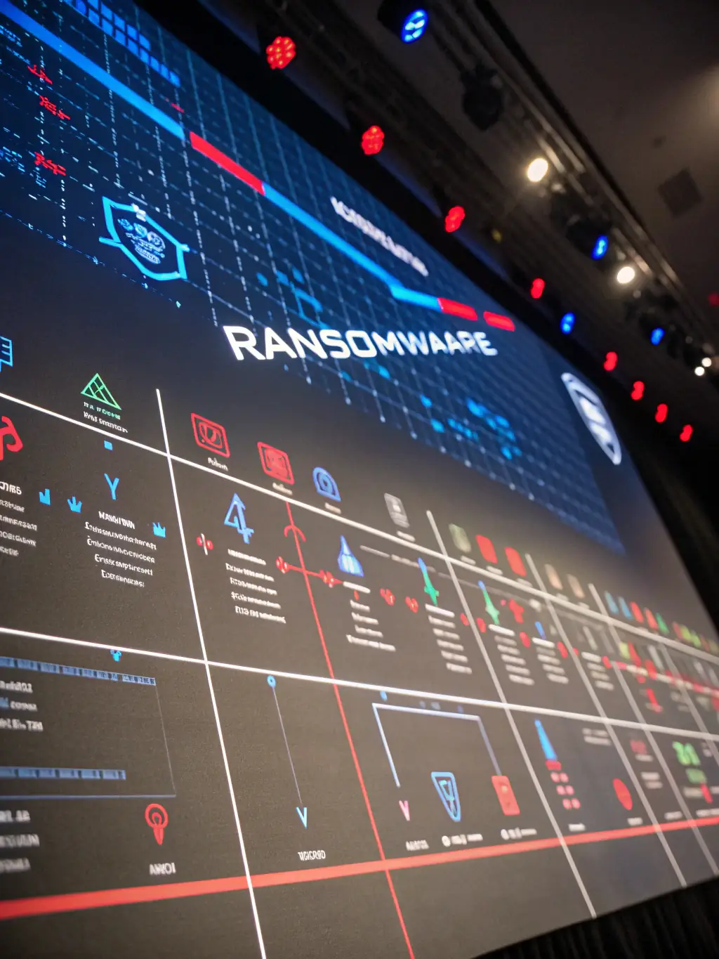 Visualizzazione di una timeline con modifiche e origini dati tracciate, icone di cronologia e sicurezza, su sfondo elettrico blu.